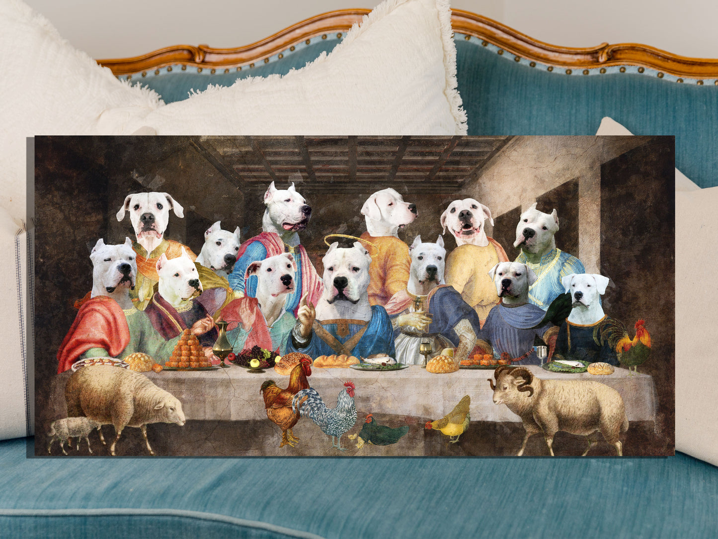 Dogo Argentino Last Supper Renaissance Dog Painting