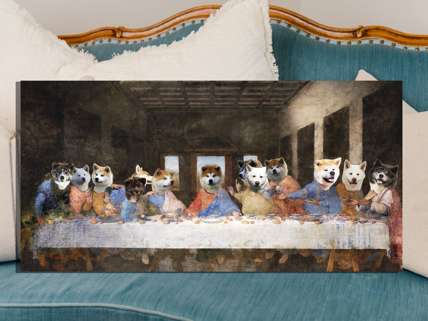 Akita Inu Last Supper Renaissance Dog Painting