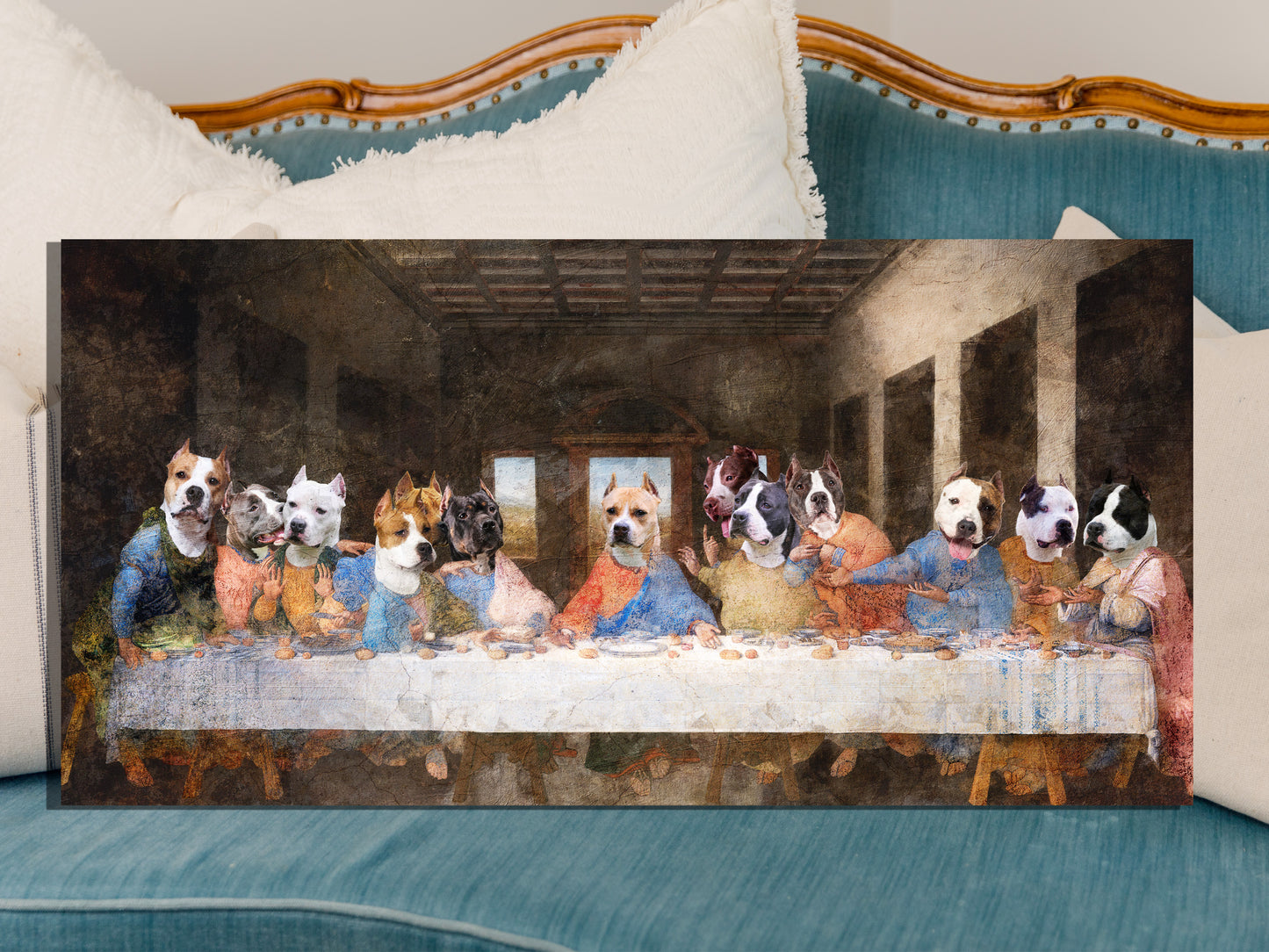 American Staffordshire Terrier Last Supper Renaissance Dog
