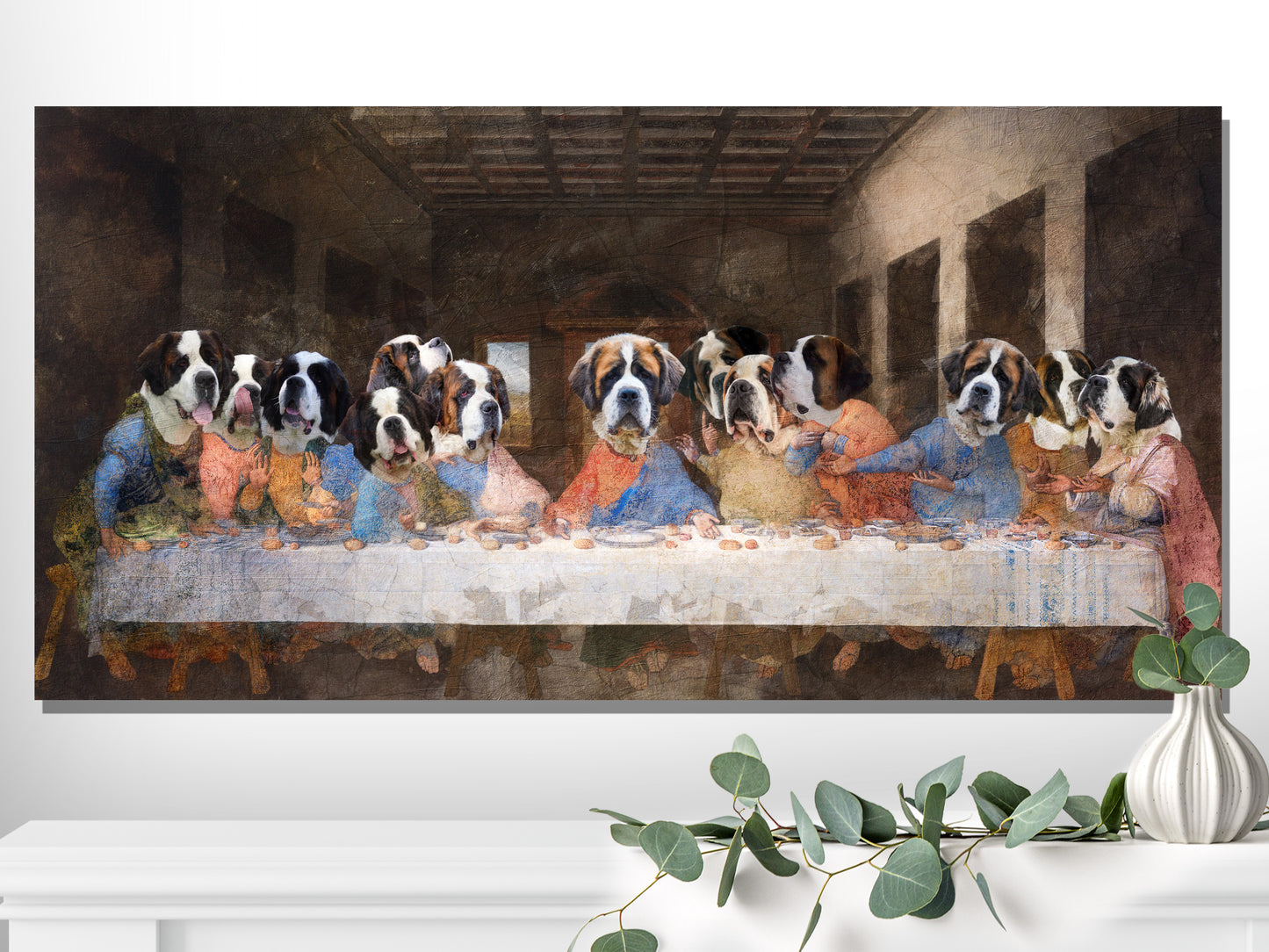 St Bernard Last Supper Renaissance Dog Painting