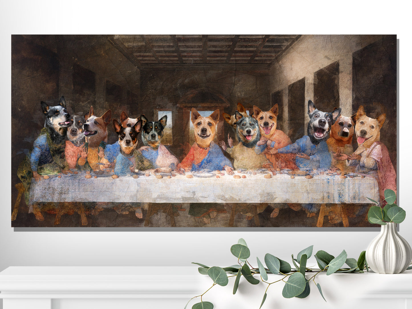 Australian Cattle Dog Last Supper Renaissance Dog Painting
