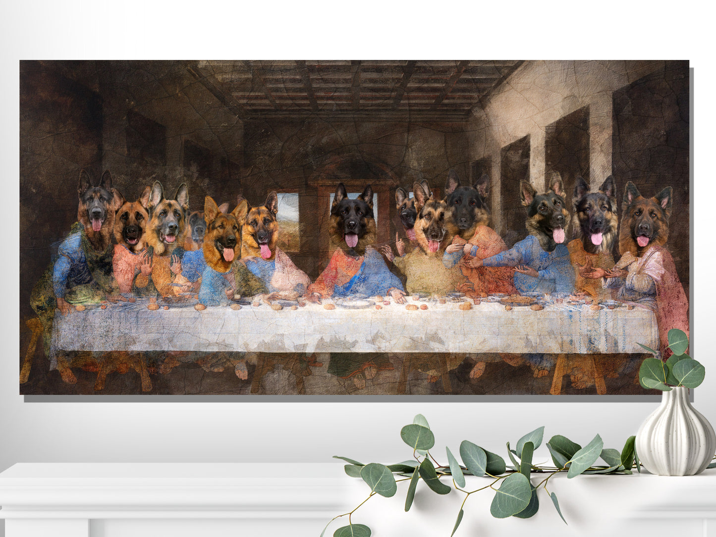German Shepherd Last Supper Renaissance Dog Painting
