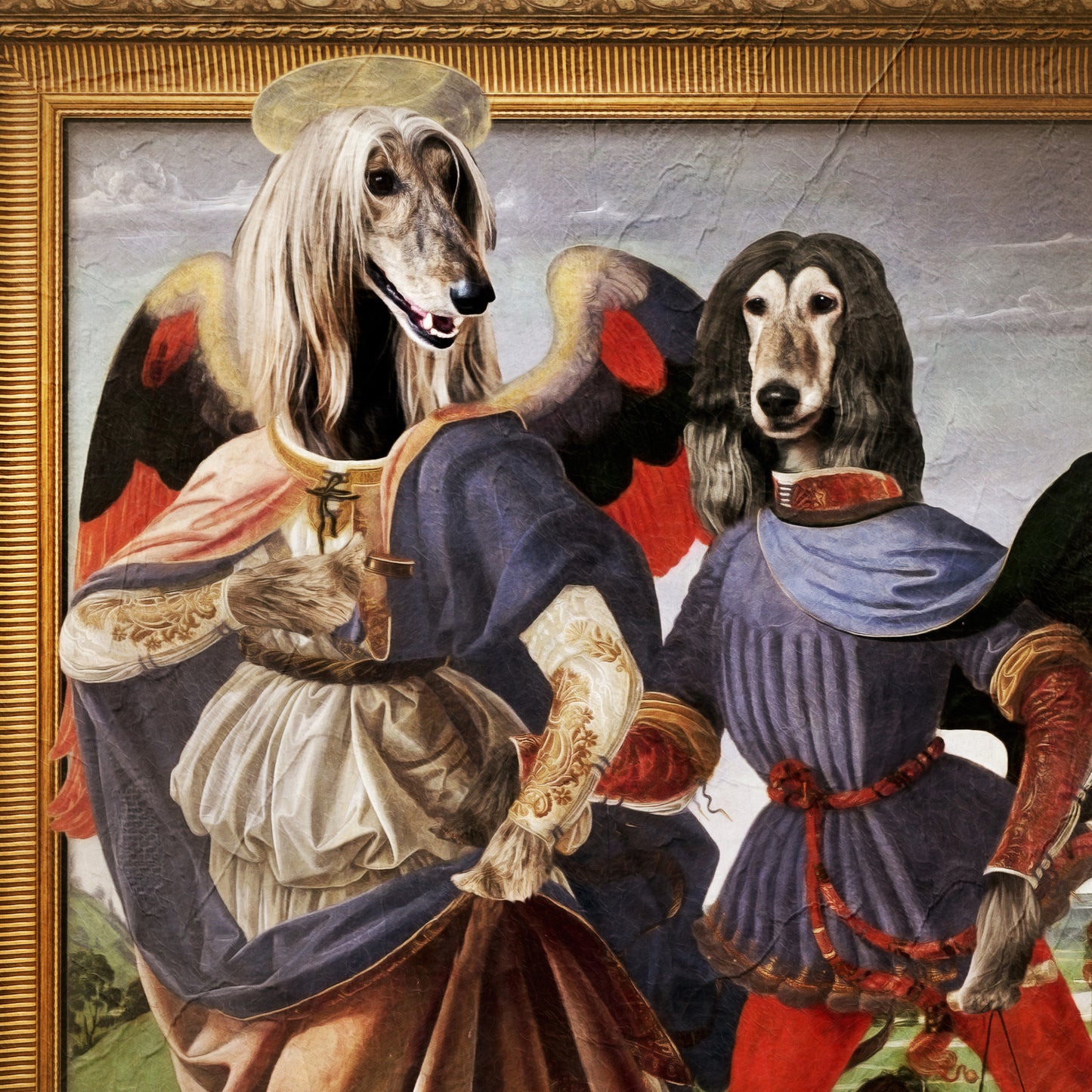 Afghan Hound Woof Hound Angels Triptych Portraits Renaissance Dog Painting