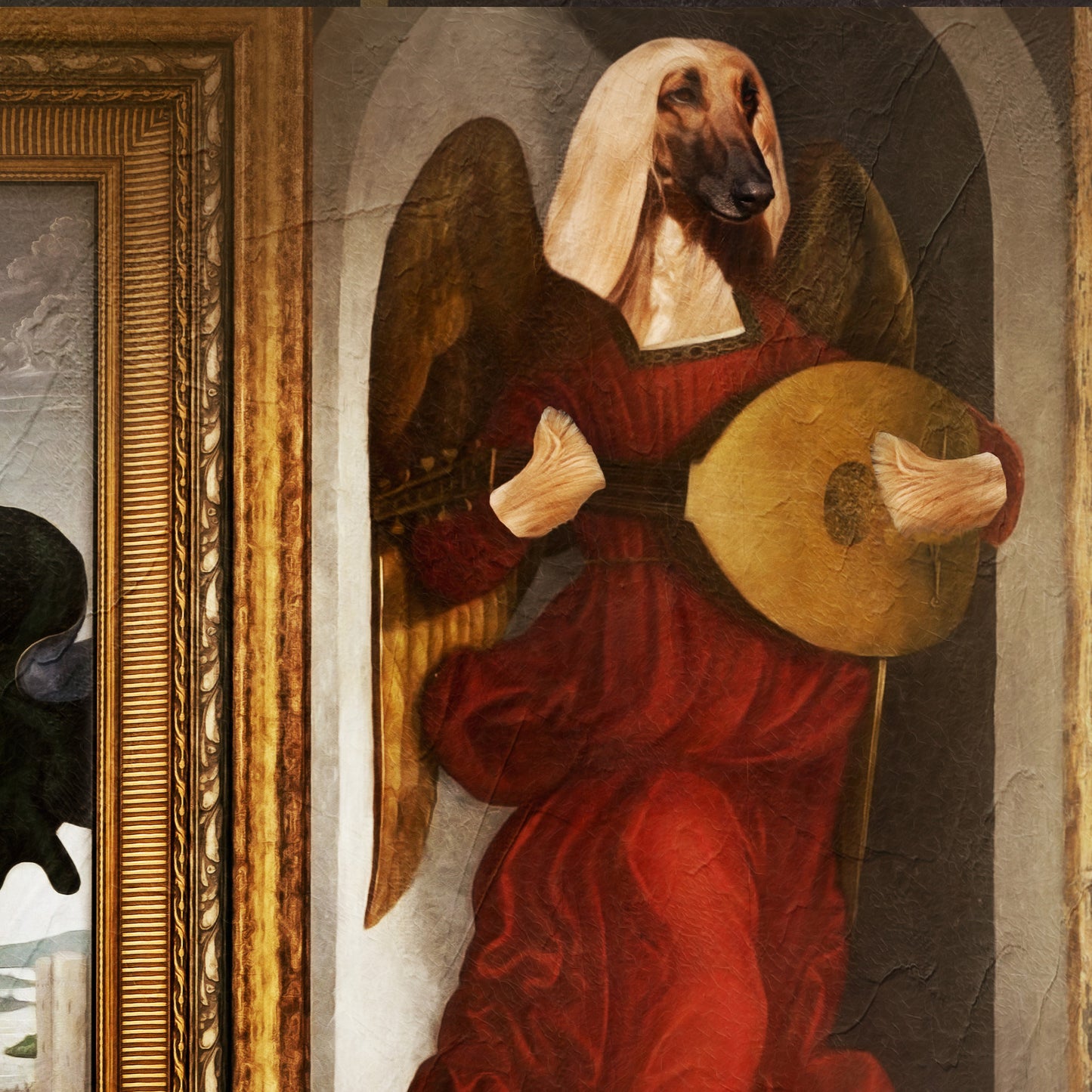 Afghan Hound Woof Hound Angels Triptych Portraits Renaissance Dog Painting