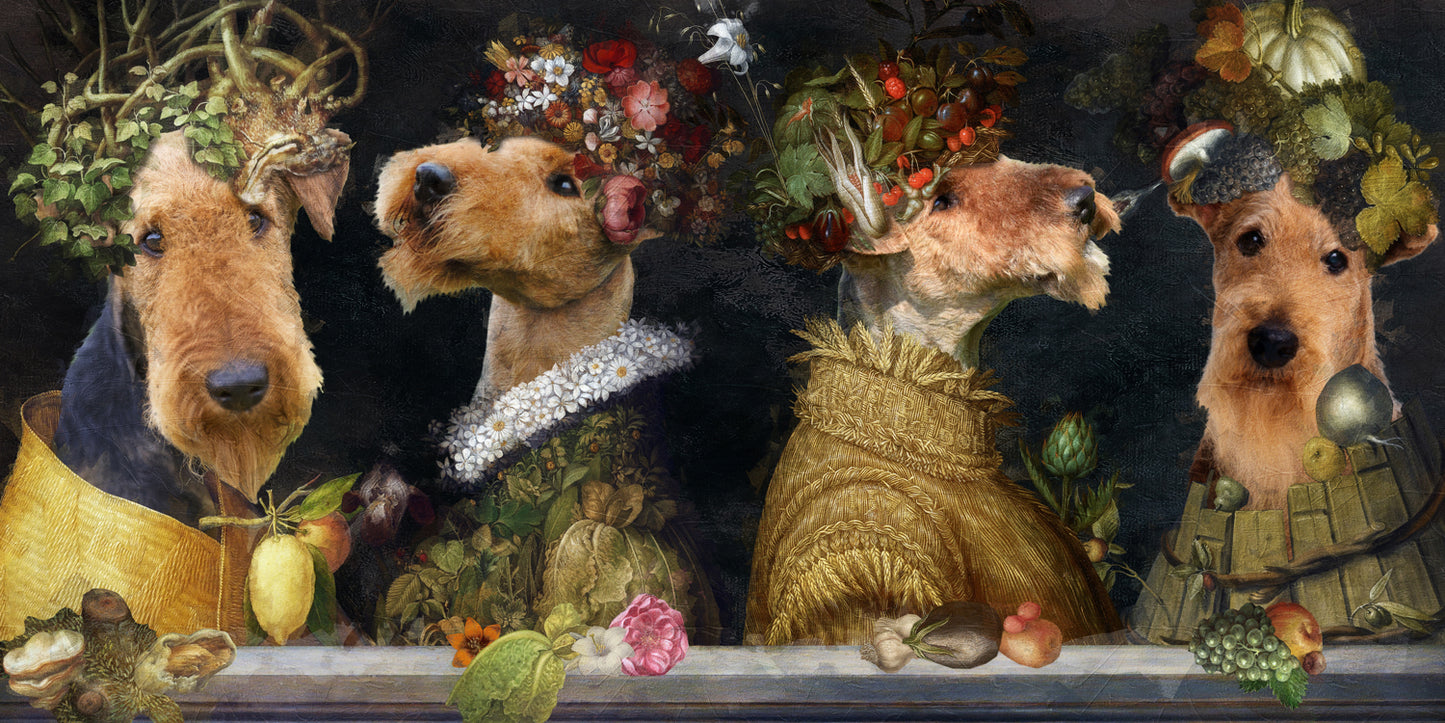 Airedale Terrier Four Seasons Arcimboldo Renaissance Dog Painting