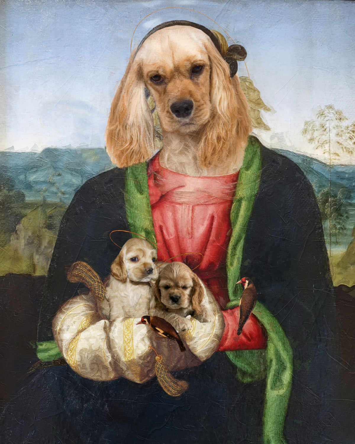 Red Madonna American Cocker Spaniel and Puppies
