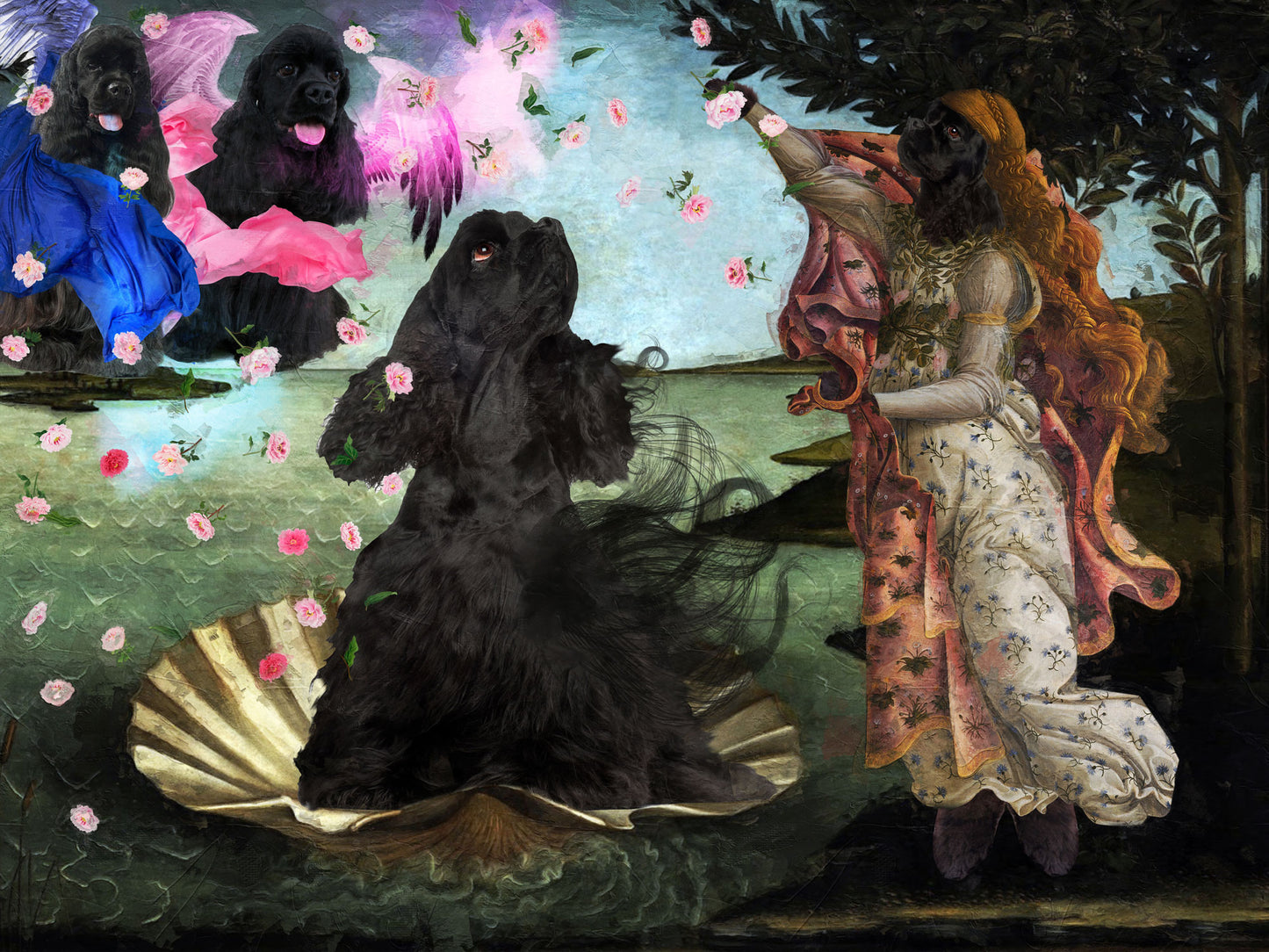 Black Cocker Spaniel The birth of Venus