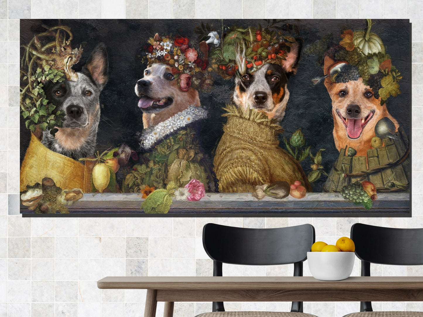 Australian Cattle Dog Four Seasons Arcimboldo Renaissance Dog Painting
