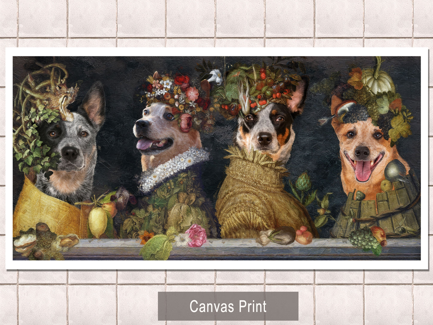 Australian Cattle Dog Four Seasons Arcimboldo Renaissance Dog Painting