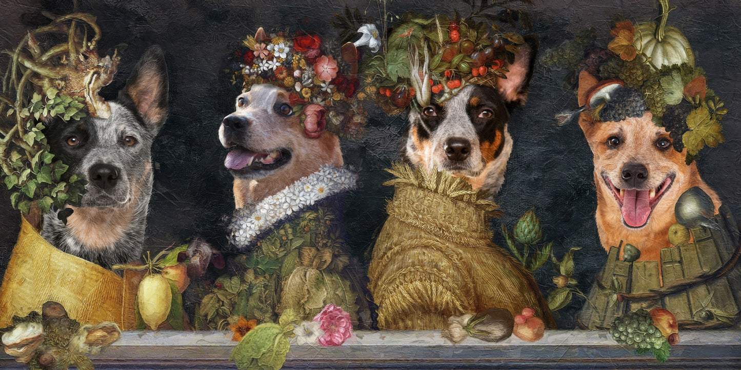 Australian Cattle Dog Four Seasons Arcimboldo Renaissance Dog Painting