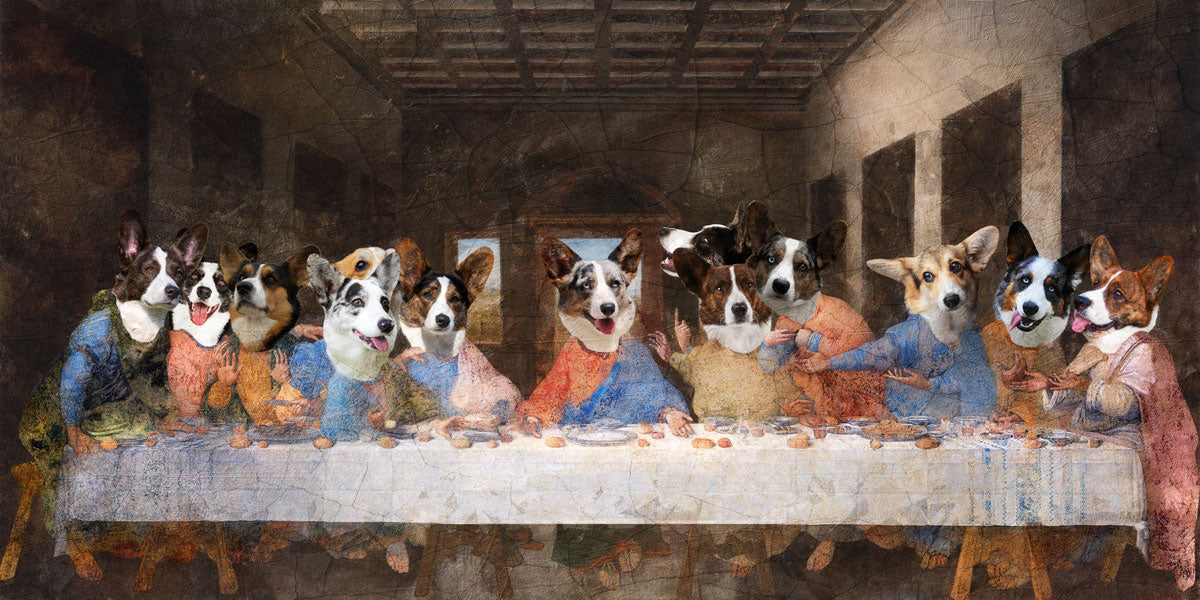 Cardigan Welsh Corgi Dog Last Supper Renaissance Painting