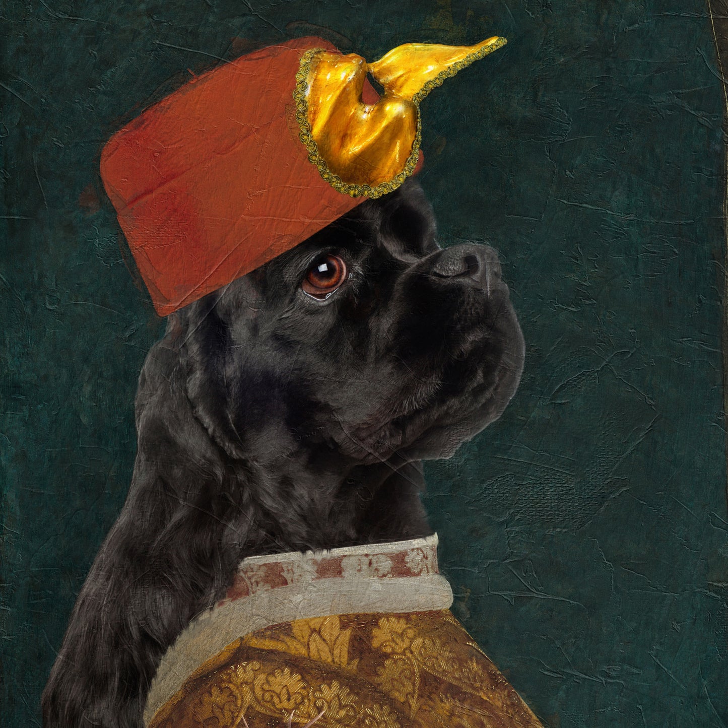 Black Cocker Spaniel Diptych Venetian Renaissance Couple