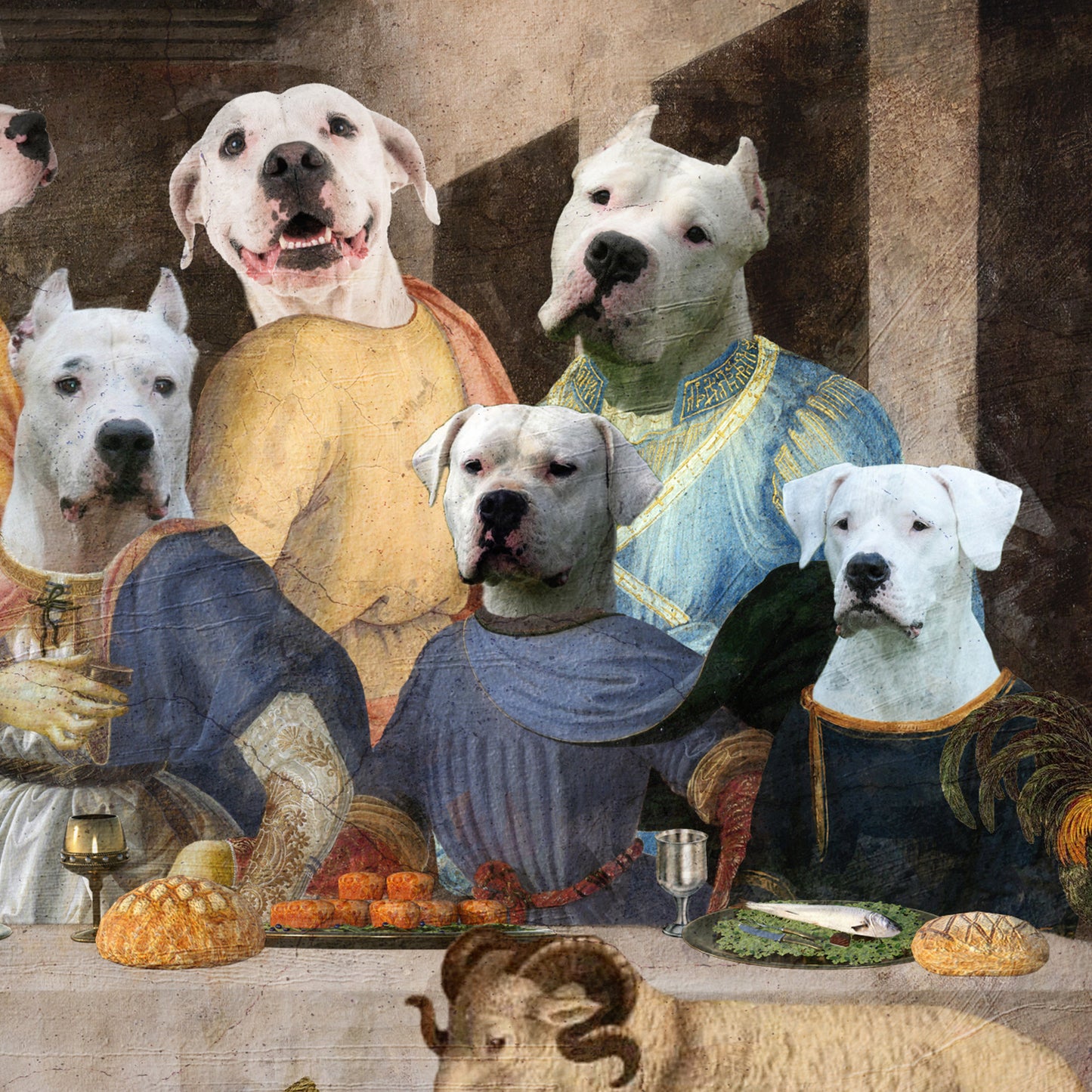 Dogo Argentino Last Supper Renaissance Dog Painting