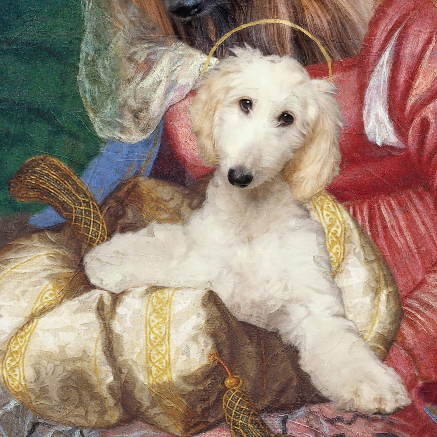 Bache Madonna Lévrier Afghan et Chiot Chien Renaissance