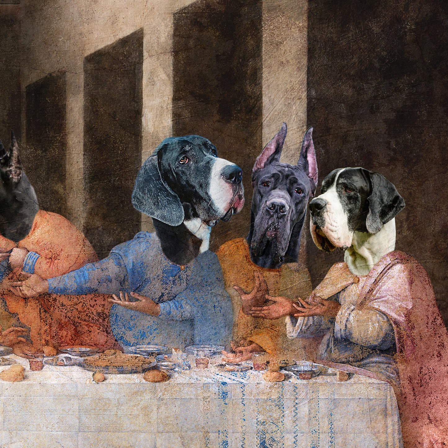 Black Great Dane Last Supper Renaissance Dog Painting