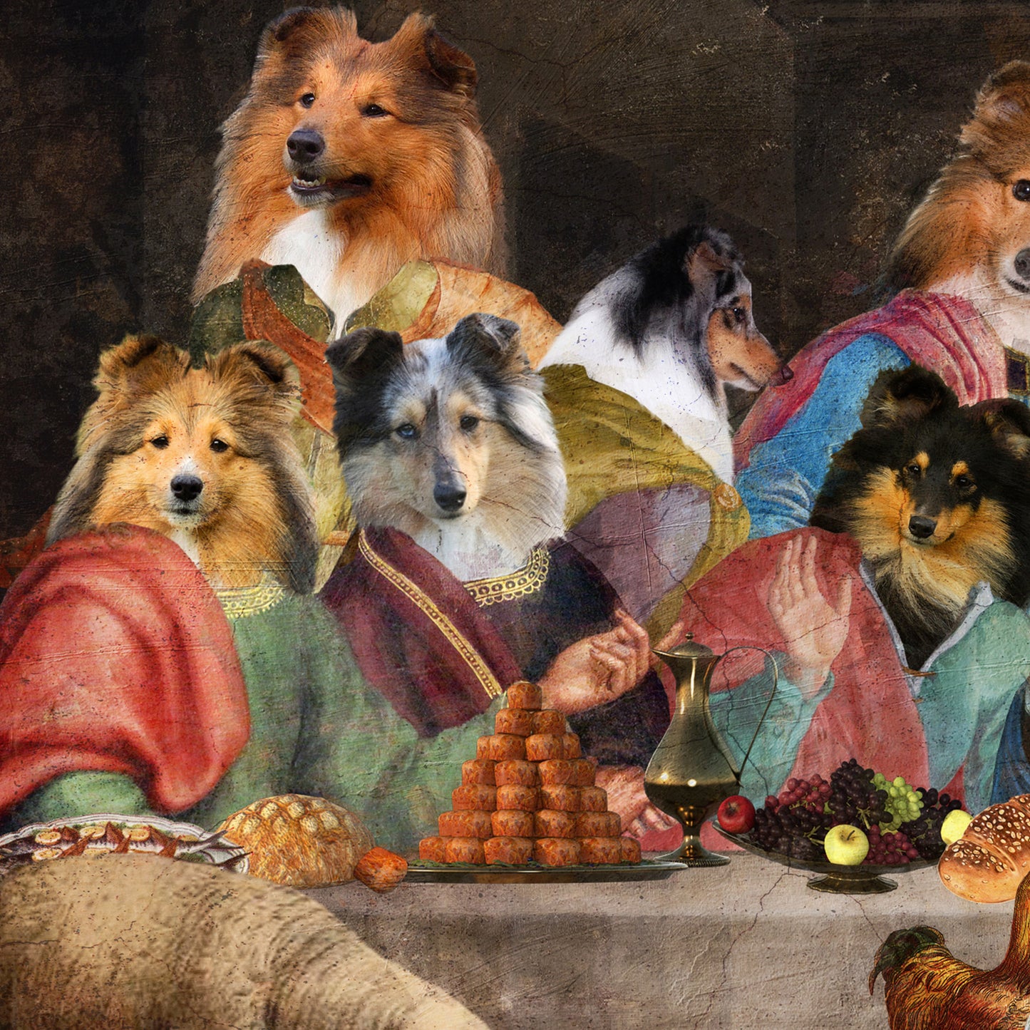 Sheltie Shetland Sheepdog Last Supper Renaissance Painting