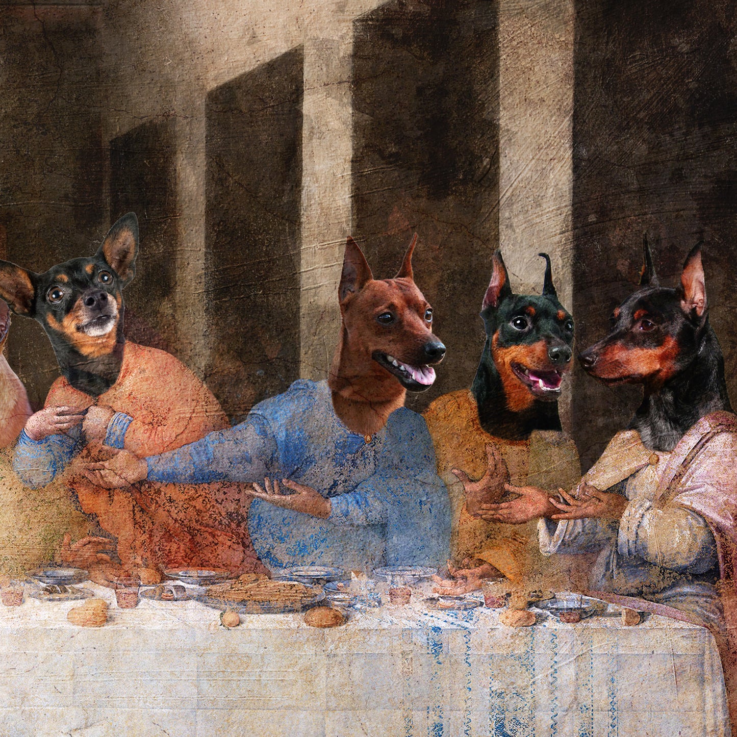 Miniature Pinscher Last Supper Renaissance Dog Painting