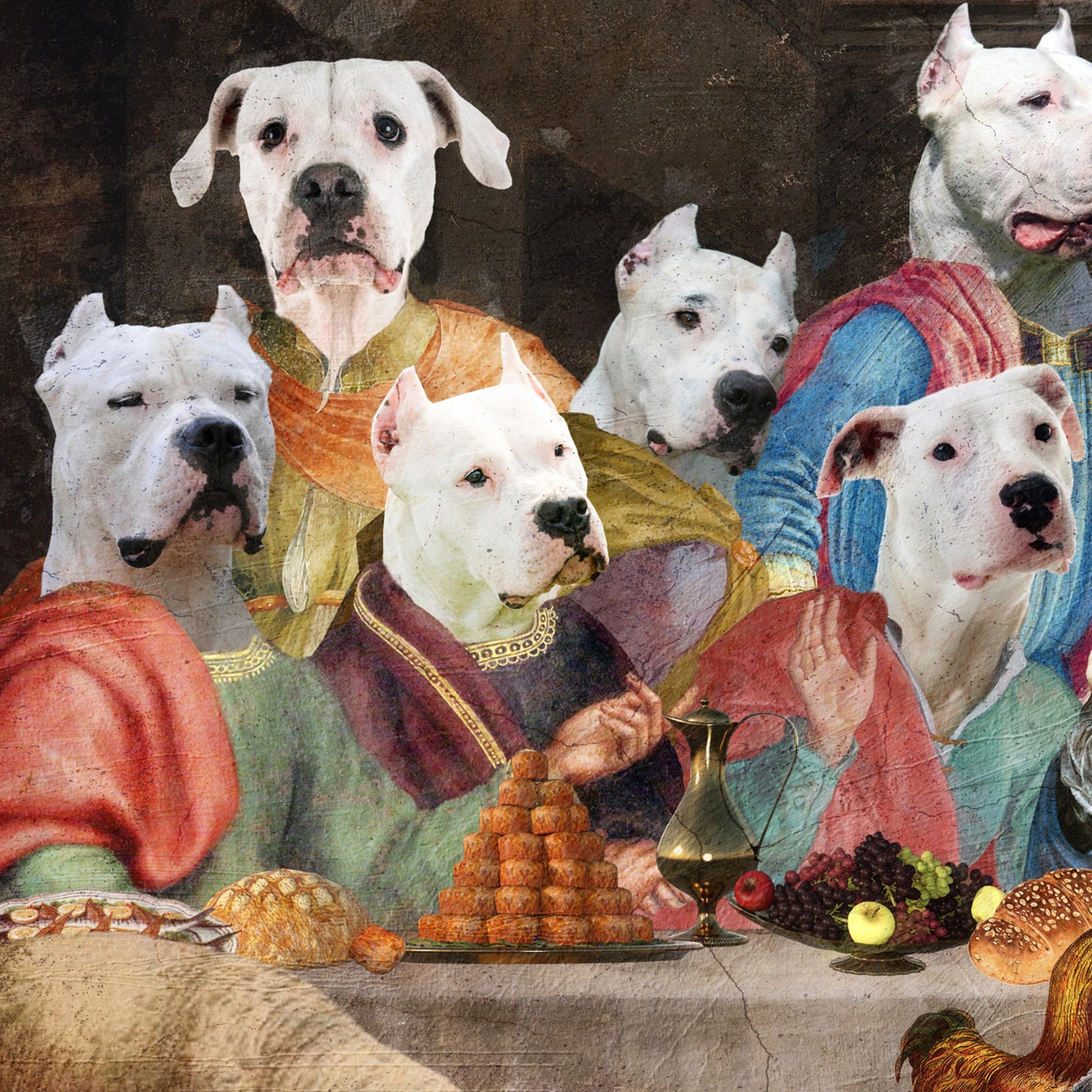 Dogo Argentino Last Supper Renaissance Dog Painting