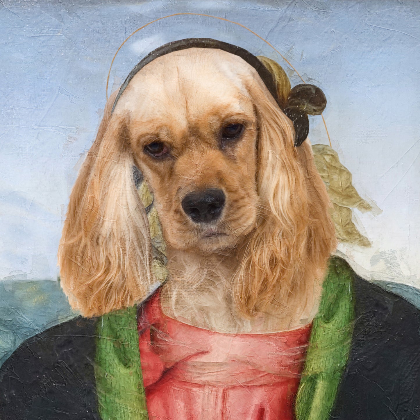 Red Madonna American Cocker Spaniel and Puppies