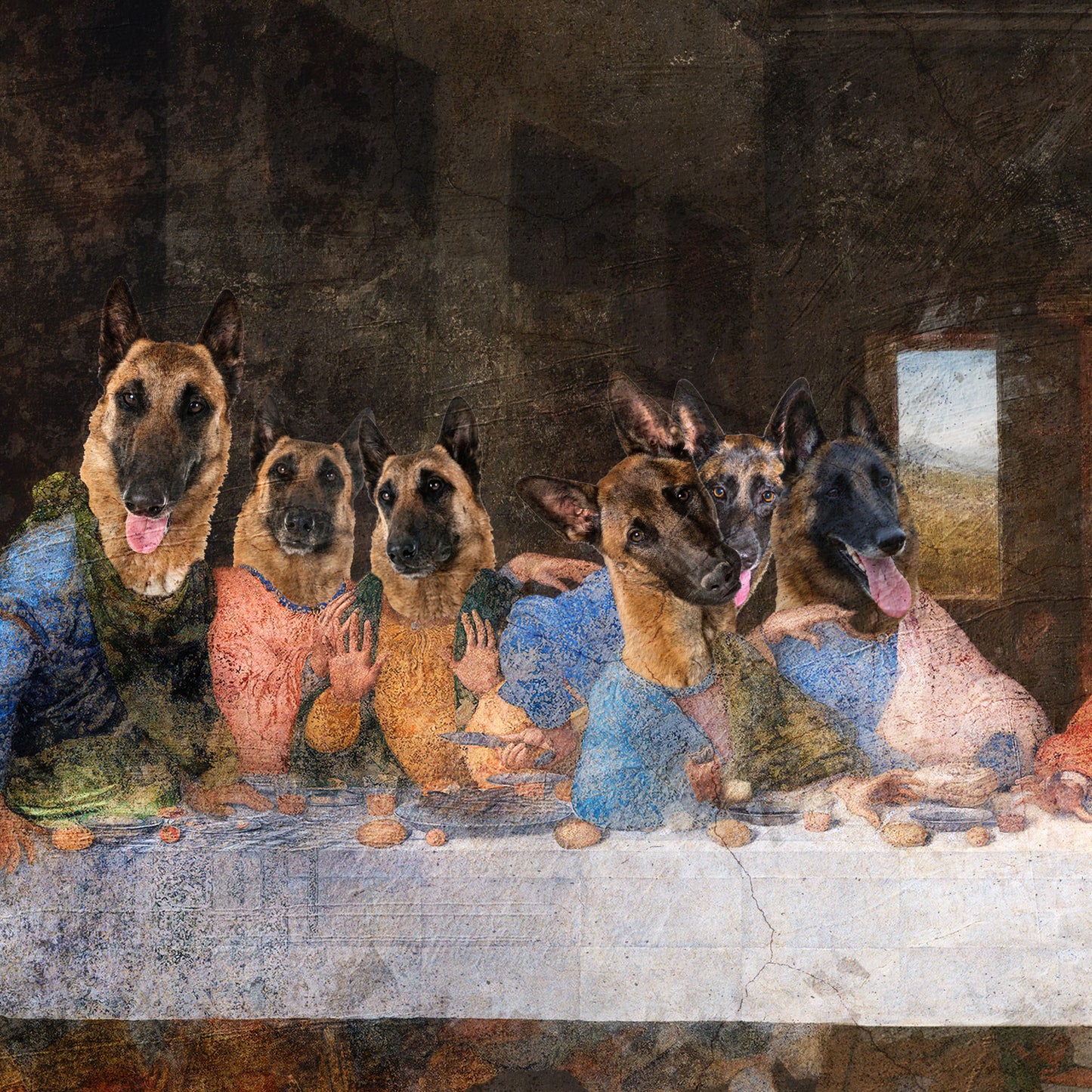 Belgian Malinois Last Supper Renaissance Masterpiece Dog