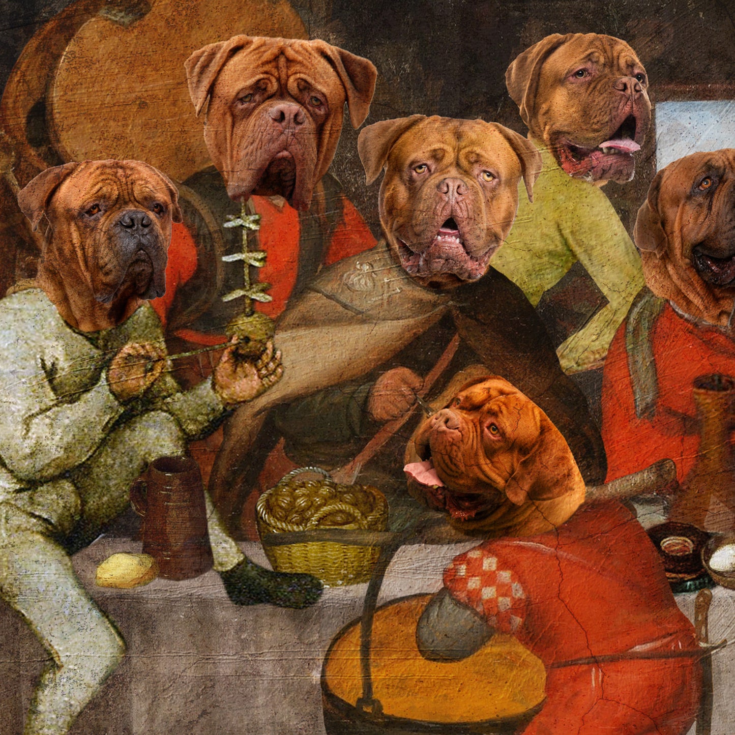 Dogue de Bordeaux Last Supper Renaissance Dog Painting