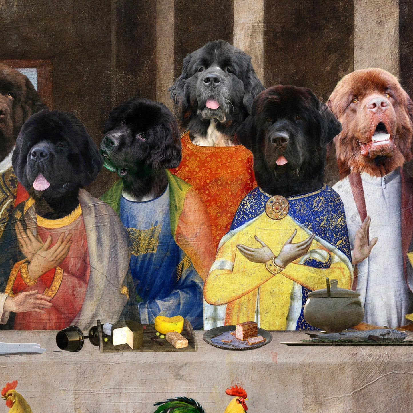 Newfoundland Dog Last Supper Renaissance Dog Painting