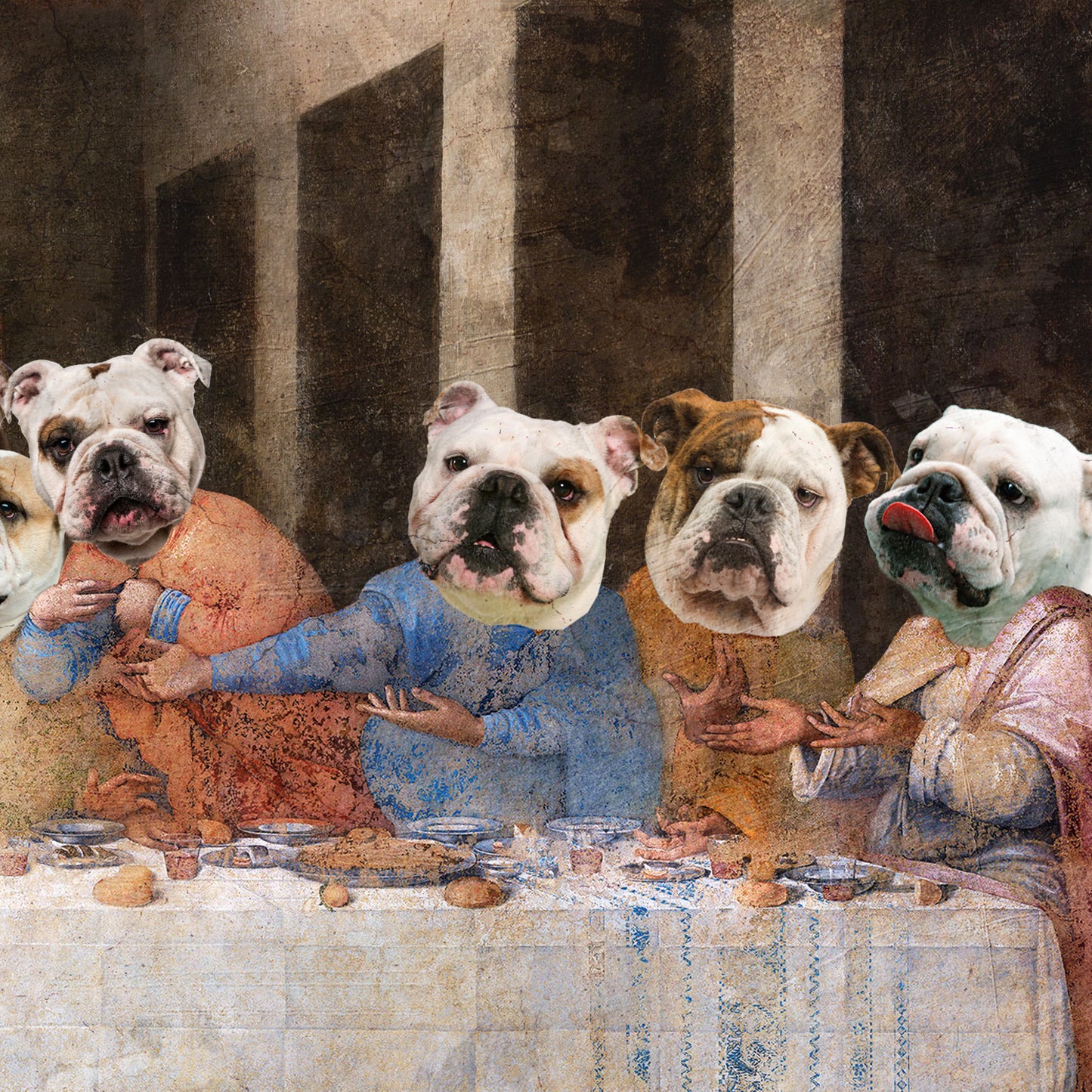 English Bulldog Last Supper Renaissance Dog Painting