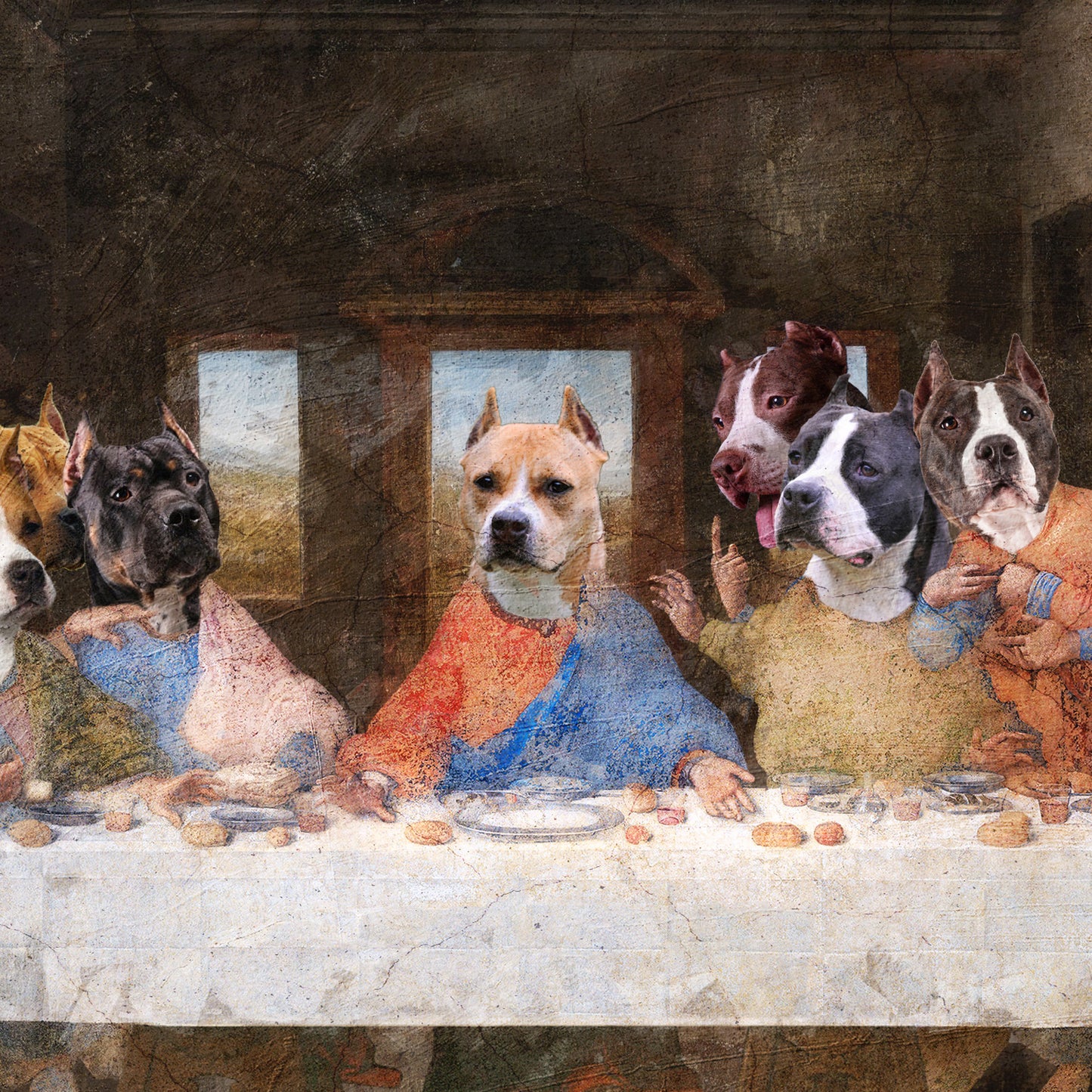 American Staffordshire Terrier Last Supper Renaissance Dog
