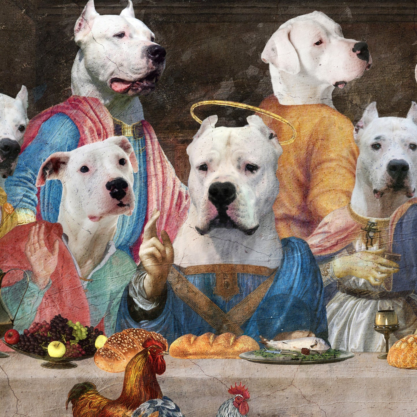 Dogo Argentino Last Supper Renaissance Dog Painting