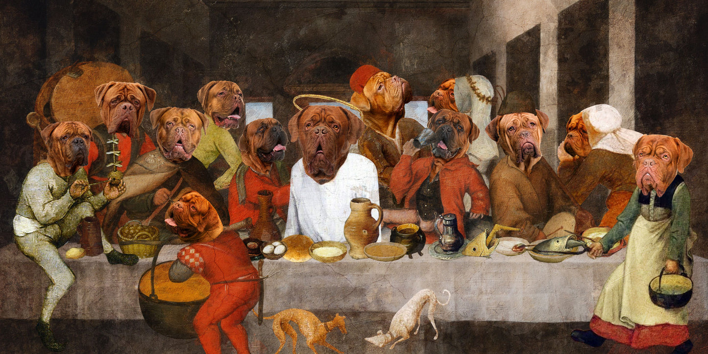 Dogue de Bordeaux Last Supper Renaissance Dog Painting