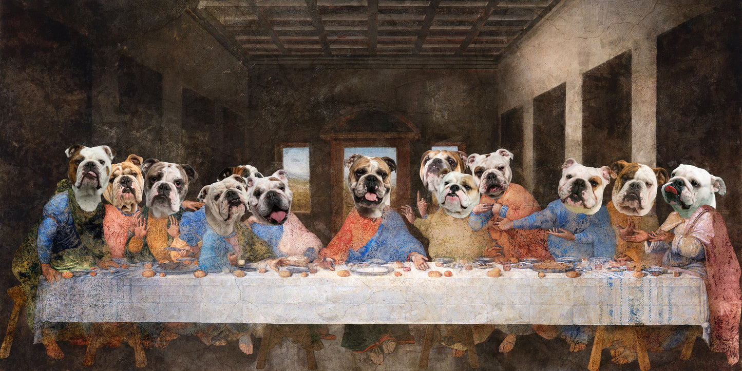 English Bulldog Last Supper Renaissance Dog Painting