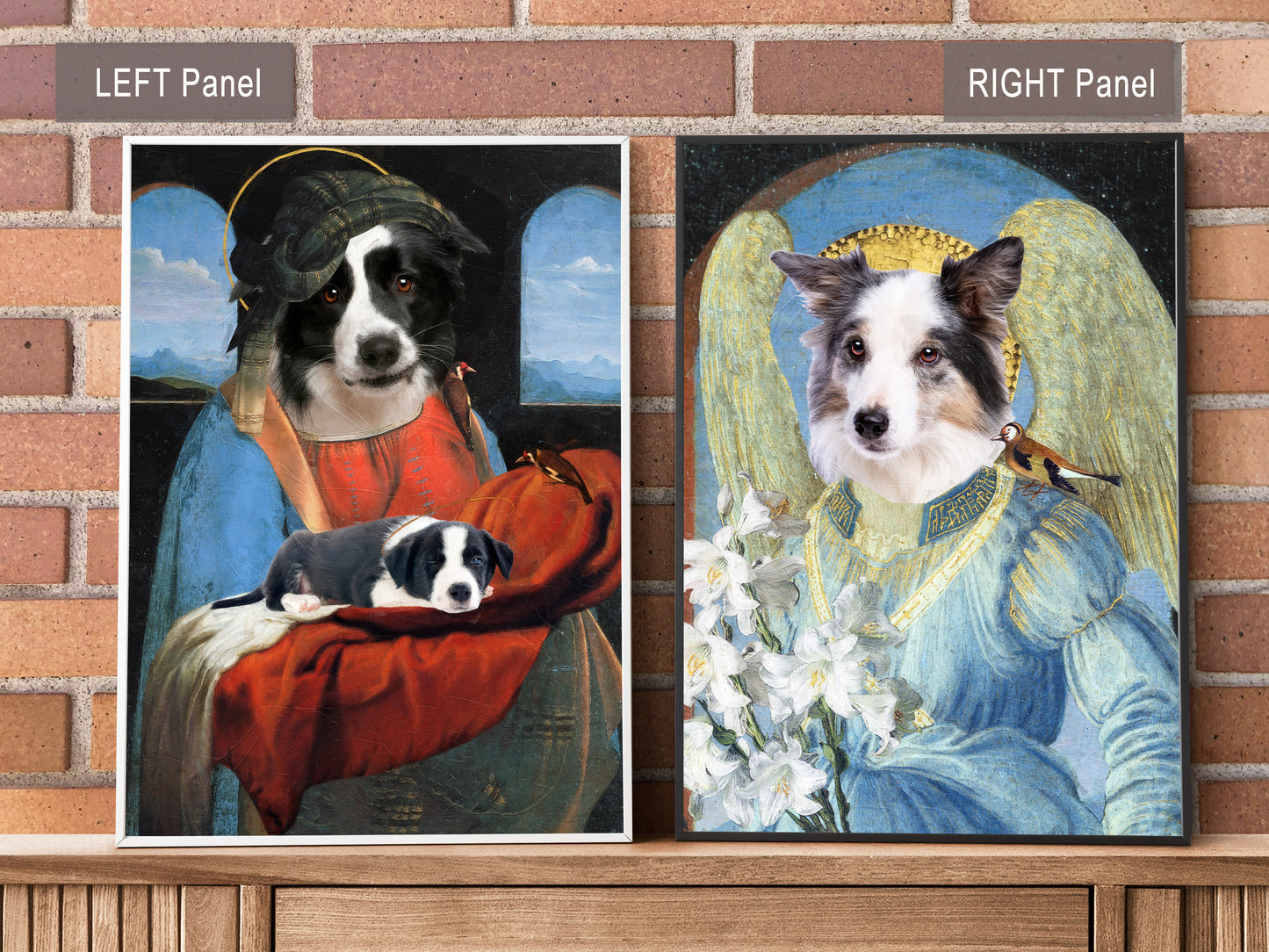 Madonna Litta Border Collie and with Angel Diptych