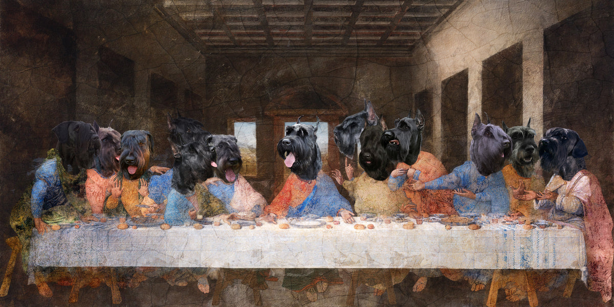 Giant Schnauzer Last Supper Renaissance Dog Painting