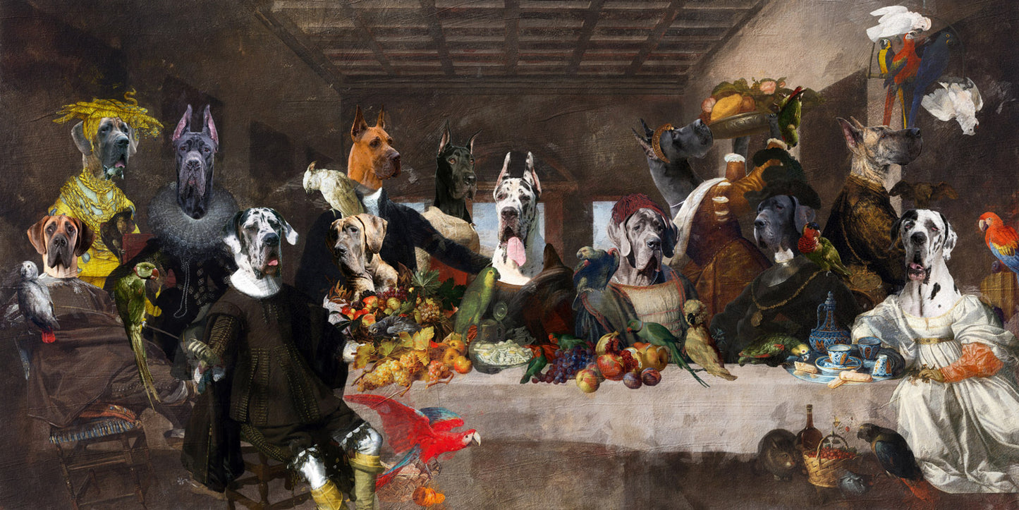 Great Dane Last Supper Renaissance Dog Painting