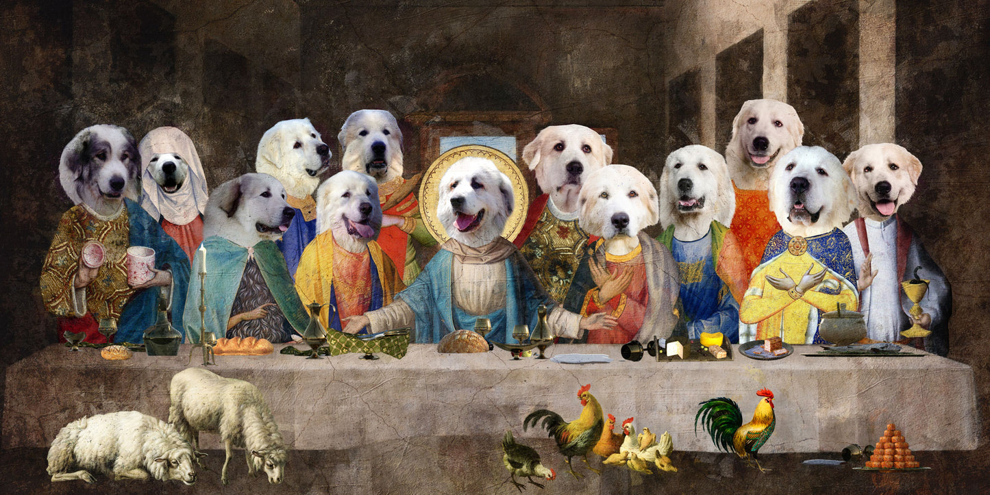 Great Pyrenees Last Supper Renaissance Dog Painting