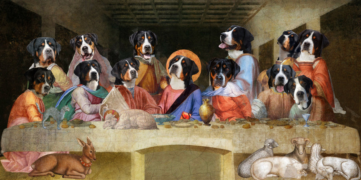 Greater Swiss Mountain Dog Last Supper Renaissance Dog Painting