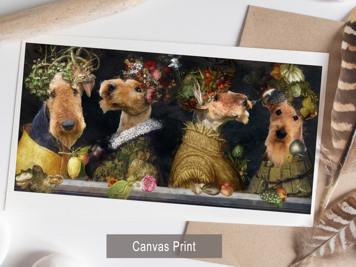 Airedale Terrier Four Seasons Arcimboldo Renaissance Dog Painting
