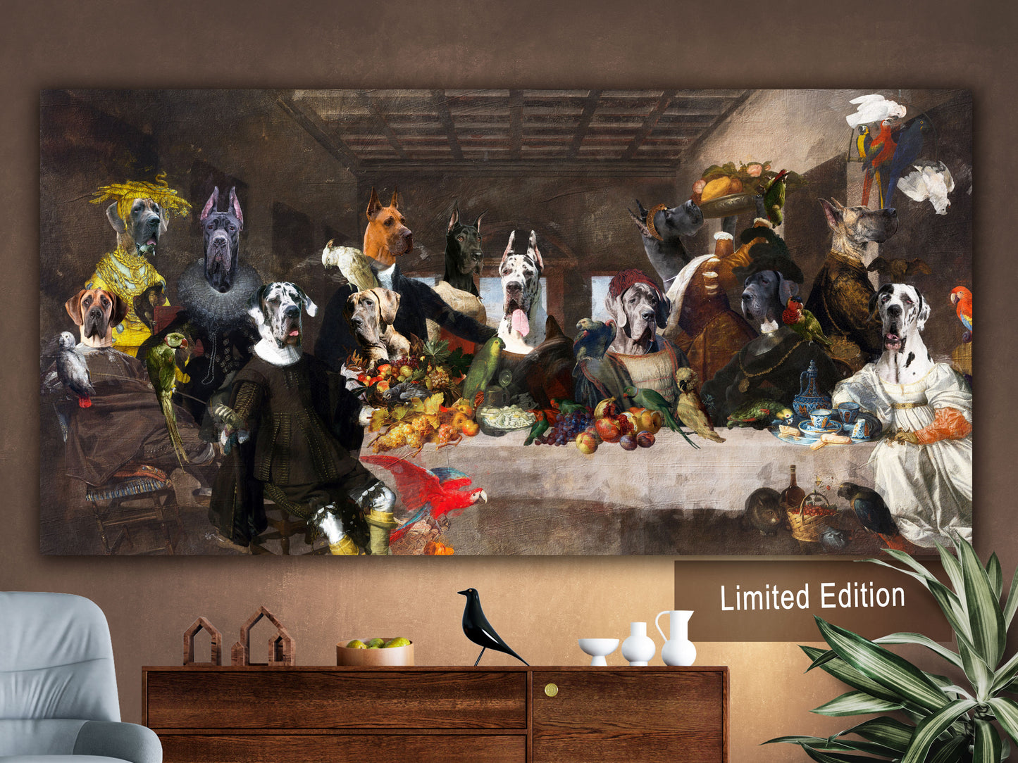Great Dane Last Supper Renaissance Dog Painting