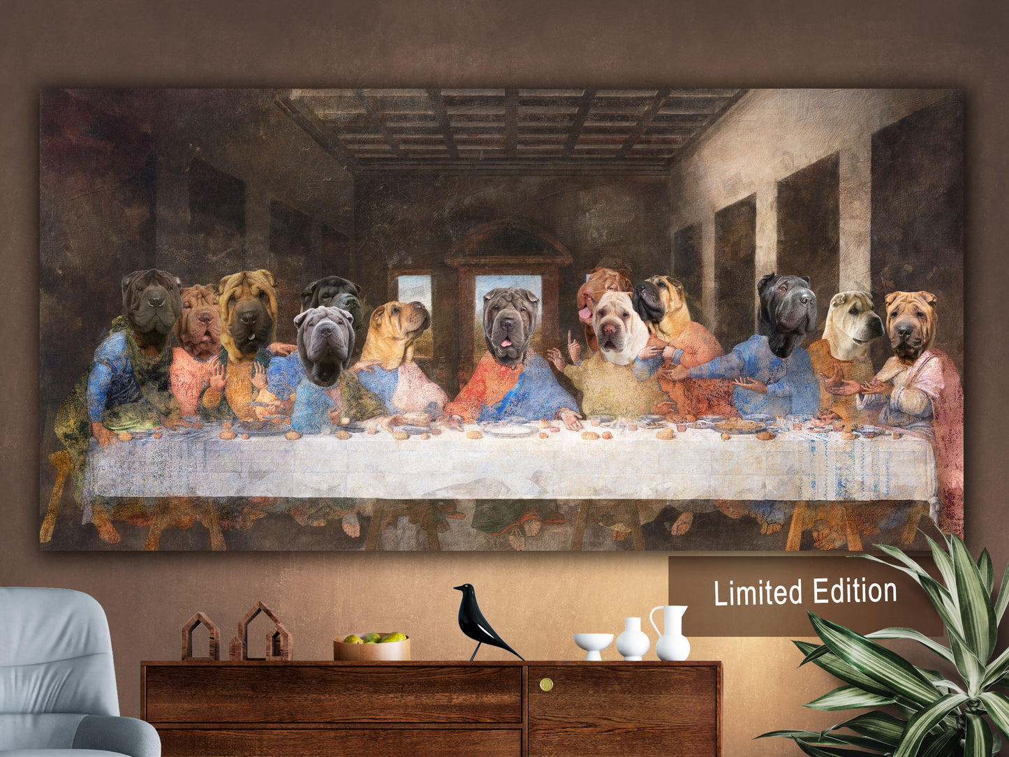 Shar Pei Last Supper Renaissance Dog Painting