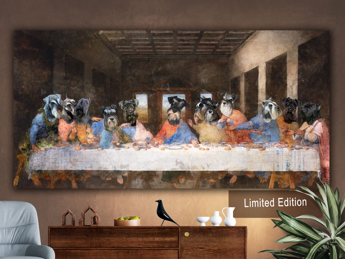 Miniature Schnauzer Last Supper Renaissance Dog Painting