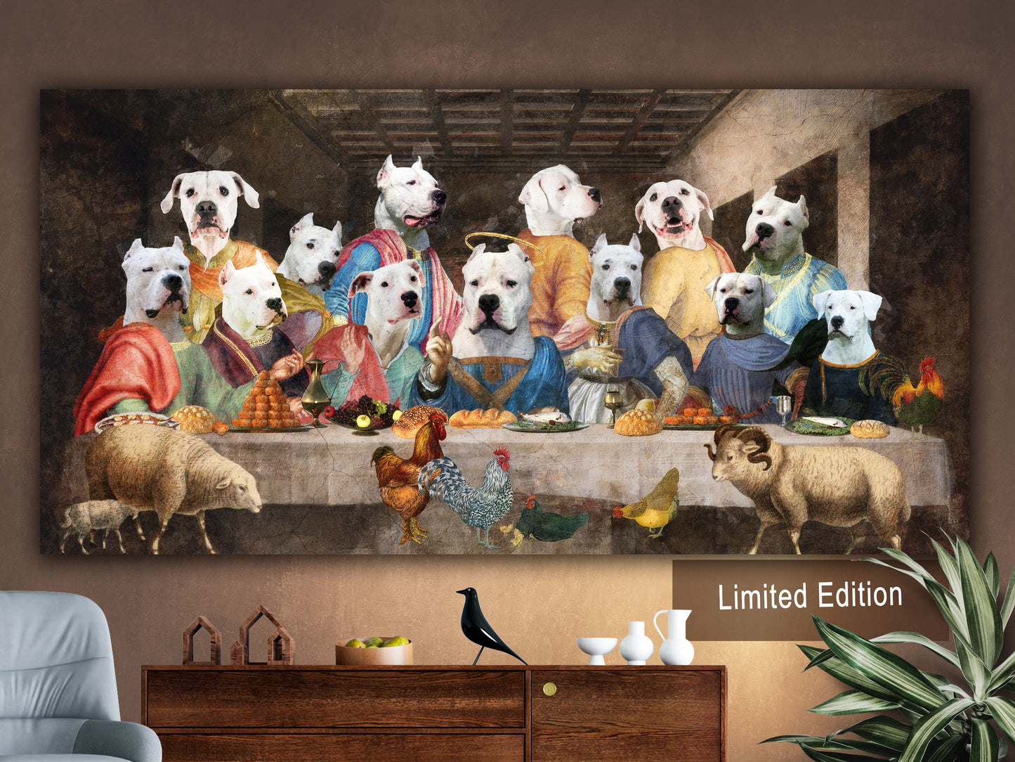 Dogo Argentino Last Supper Renaissance Dog Painting