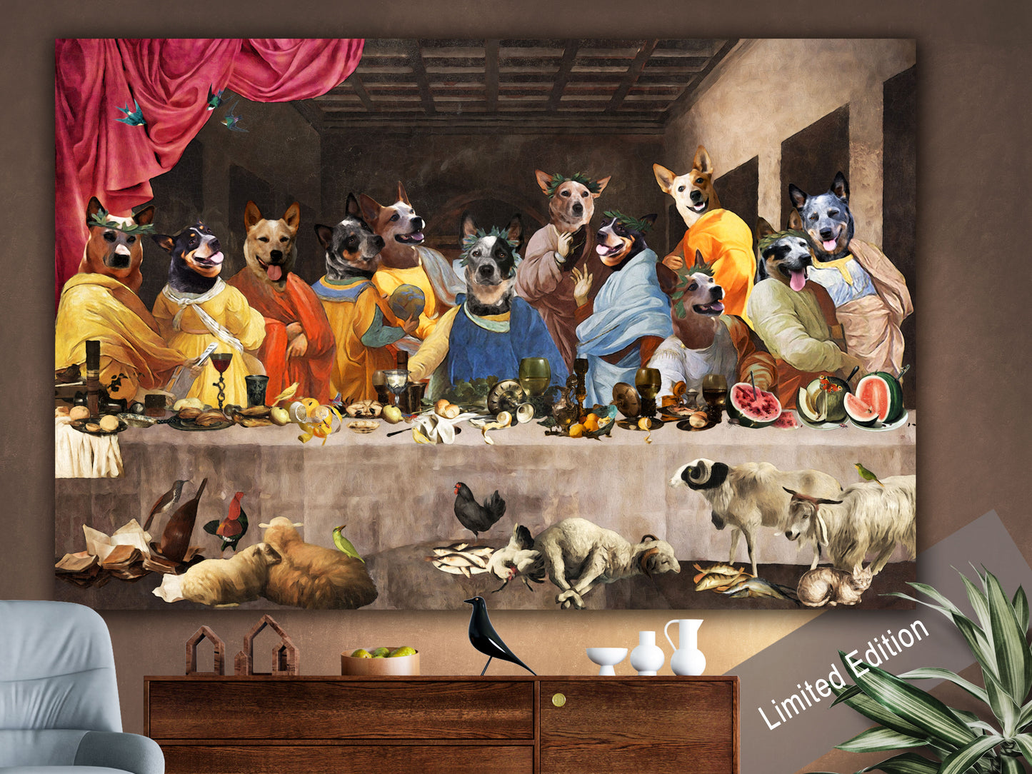 Australian Cattle Dog Last Supper Renaissance Painting