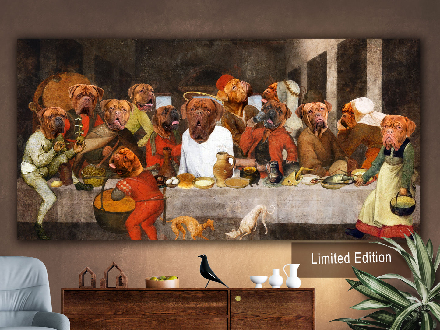 Dogue de Bordeaux Last Supper Renaissance Dog Painting