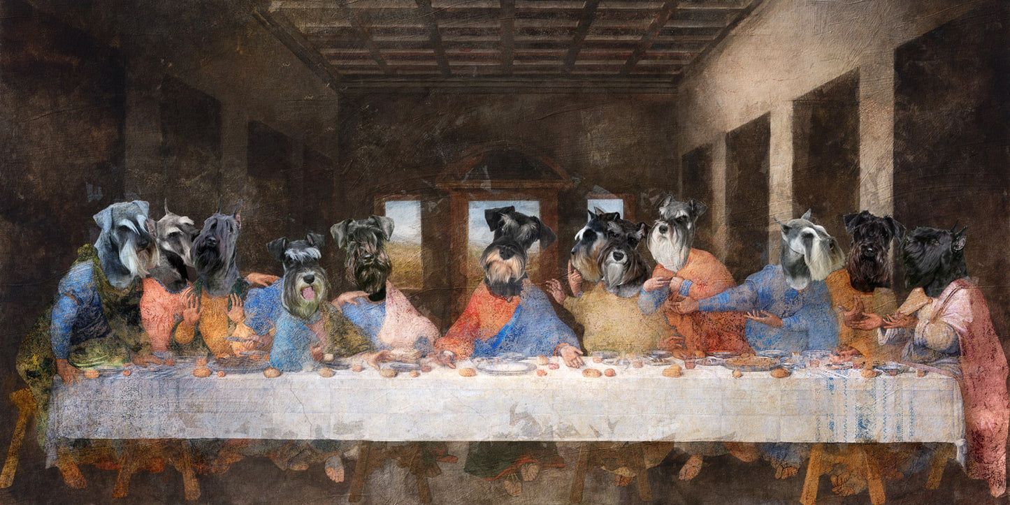 Miniature Schnauzer Last Supper Renaissance Dog Painting