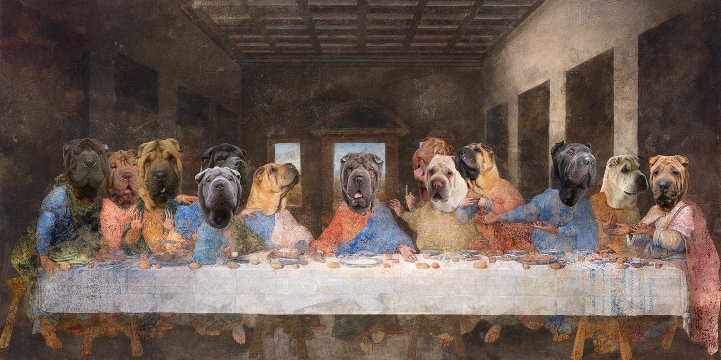 Shar Pei Last Supper Renaissance Dog Painting