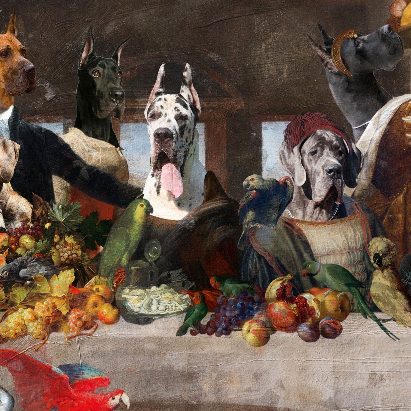 Great Dane Last Supper Renaissance Dog Painting