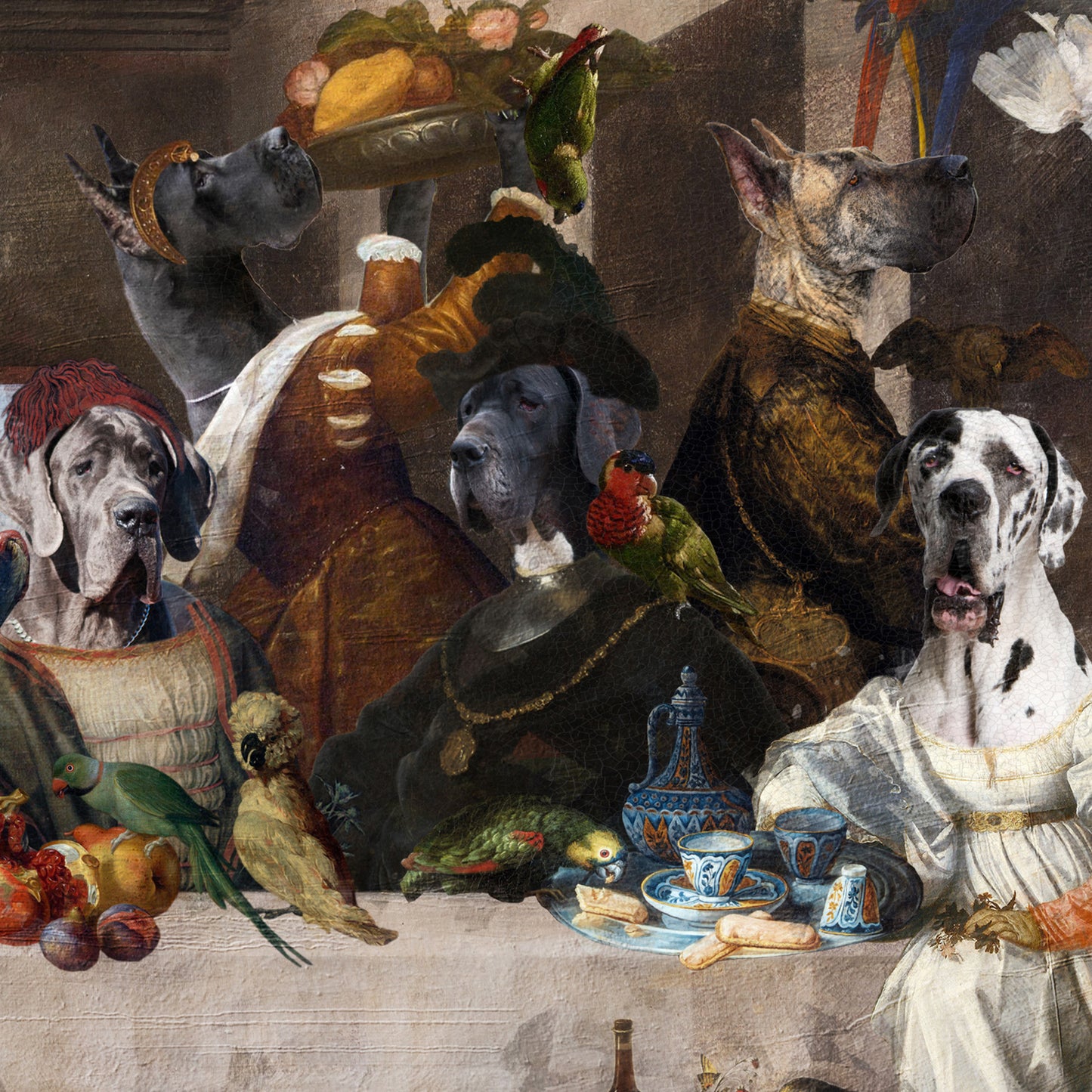 Great Dane Last Supper Renaissance Dog Painting