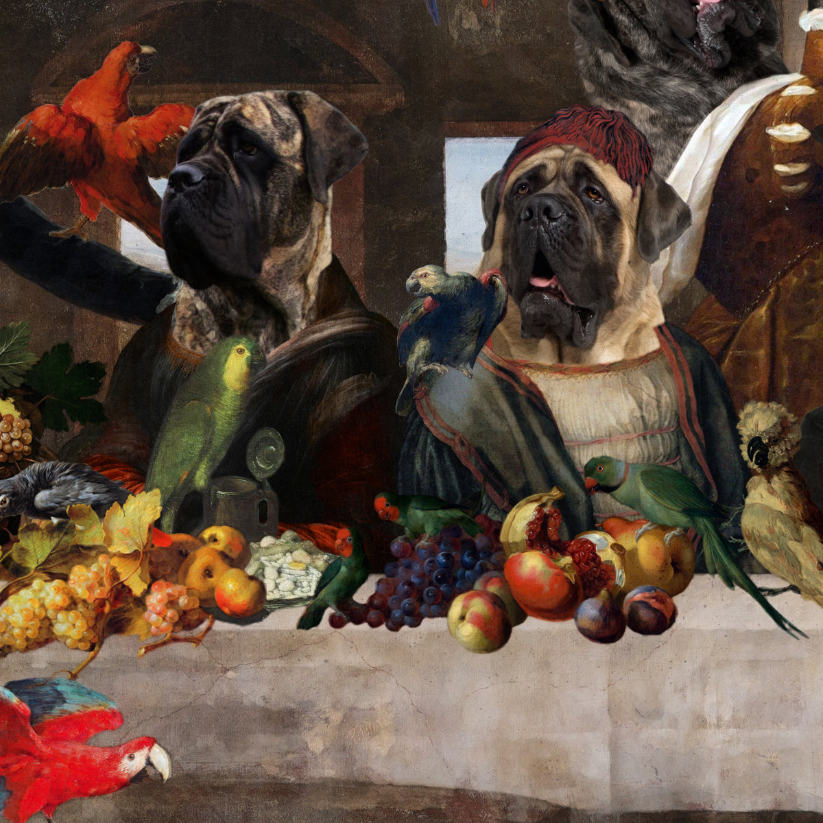 English Mastiff Last Supper Renaissance Dog Painting