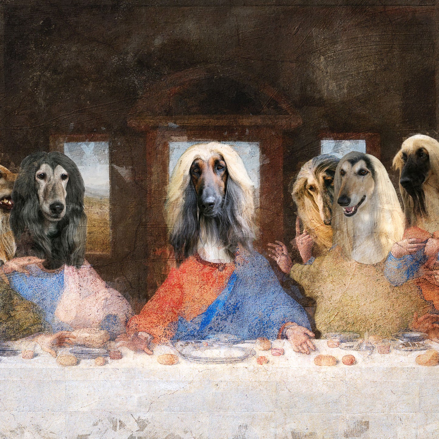Afghan Hound Last Supper Renaissance Dog Painting