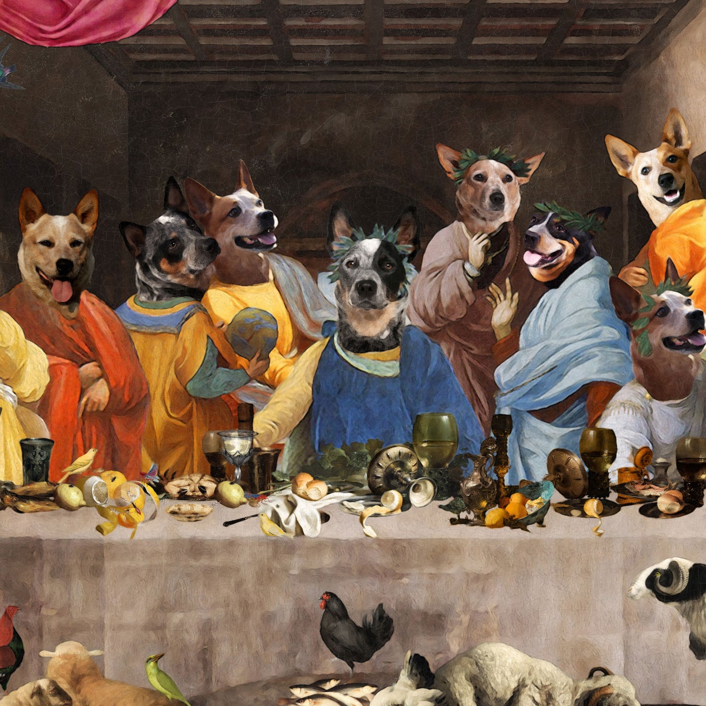 Australian Cattle Dog Last Supper Renaissance Painting